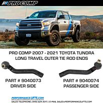 Pro Comp Toyota Tundra Long Travel Outer Tie Rod Ends # 9040073 and 9040074