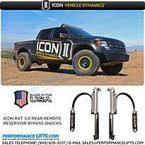 ICON 2010-2014 Ford Raptor RXT 3.0 Rear Remote Reservoir Bypass Shocks # 95201