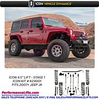 ICON Jeep JK 4.5" Lift # K24001 - Stage 1 System