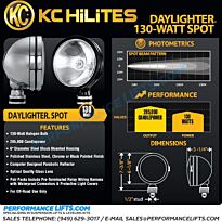 KC HiLiTES Daylighter 6" Round 130w Stainless Spot Beam Pair Pack # 632