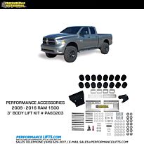 PA 2009-2016 Dodge Ram 1500 3" Body Lift Kit # PA60203