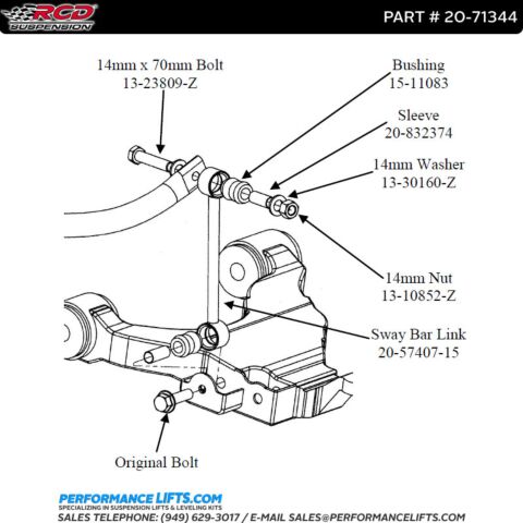 RCD 2007 - 2013 Toyota Tundra Sway Bar End Link Kit # 20-71344