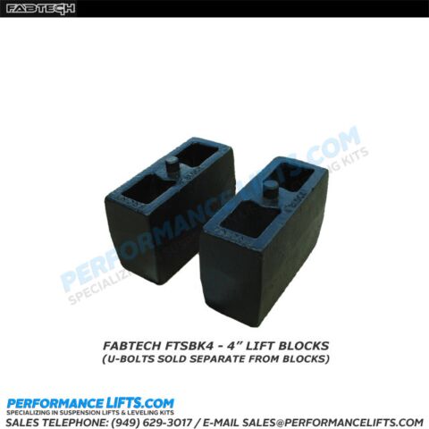 Fabtech FTSBK4 Cast Iron 4" Lift Blocks - Sold as a pair. Tapered design.