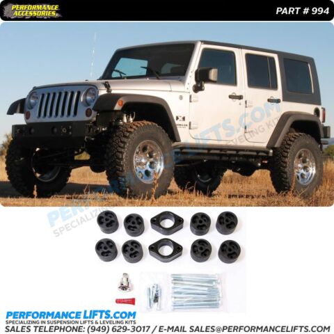 Jeep Wrangler JK and JK Unlimited 2” Body Lift Kit # 994 - Fits 2012-2015  Automatic Transmission Only.