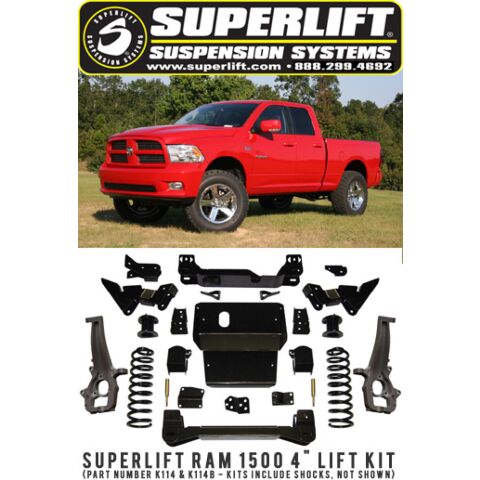 40022 Superlift Suspension 1.75 inch Dodge Front Leveling Kit 2006-2018 1500 Ram 4WD 