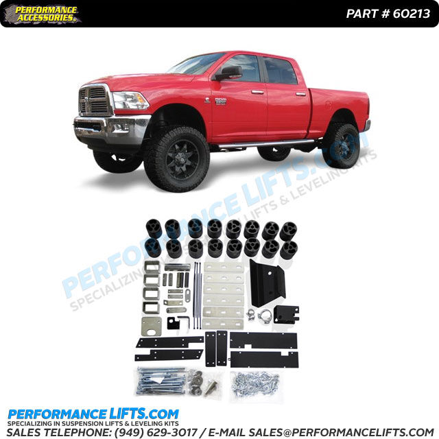 PA60223 Made in America Performance Accessories Dodge Ram 2500/3500 Gas 4WD 3 Body Lift Kit fits 2010 to 2012 
